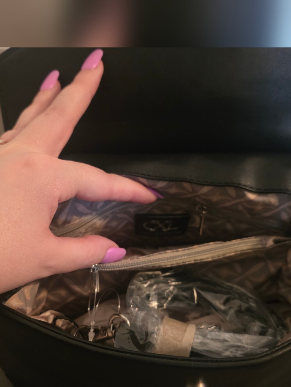 Black Python-Trim Satchel - Picture 2 of 8